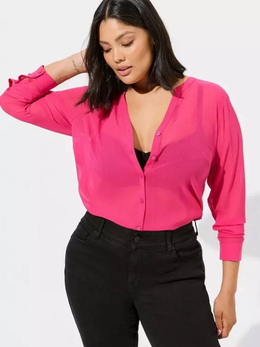 Torrid Chiffon Pullover Long Sleeve Blouse Size 18/20